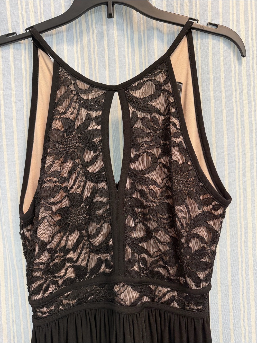 Night Way Collections Black Lace Dress with Nude Lining